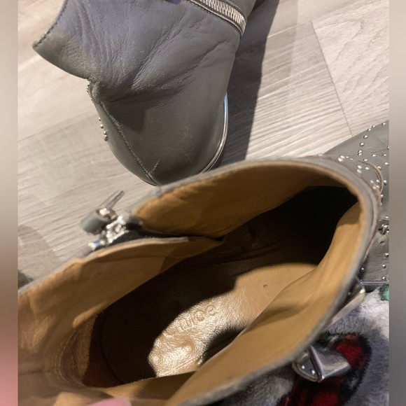 Chloé Susanna Short Boot in Grey / Silver Studs Size 38 1/2 - Picture 9 of 11